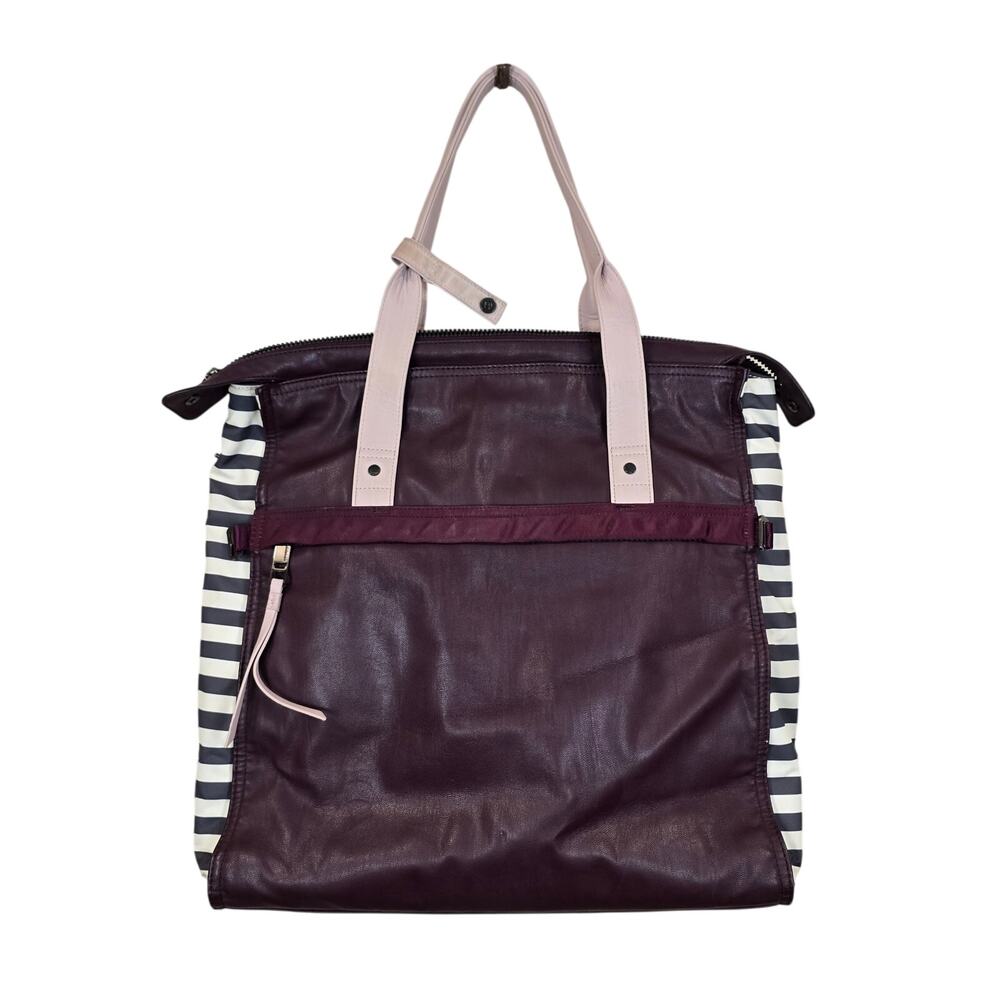 Lululemon Purple Striped Faux Leather Gym Bag Multiple Pockets - Picture 2 of 13